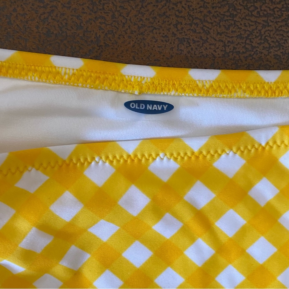 High Waist Gingham Yellow Swim Bottom - Picture 4 of 10